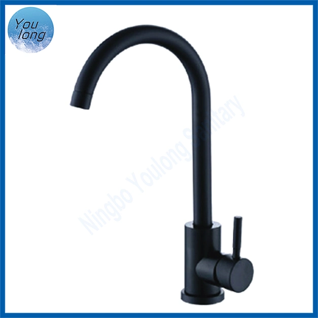 SS304 Hot and Cold Single Handle Kitchen Black Mixer Tap Cheap Faucet