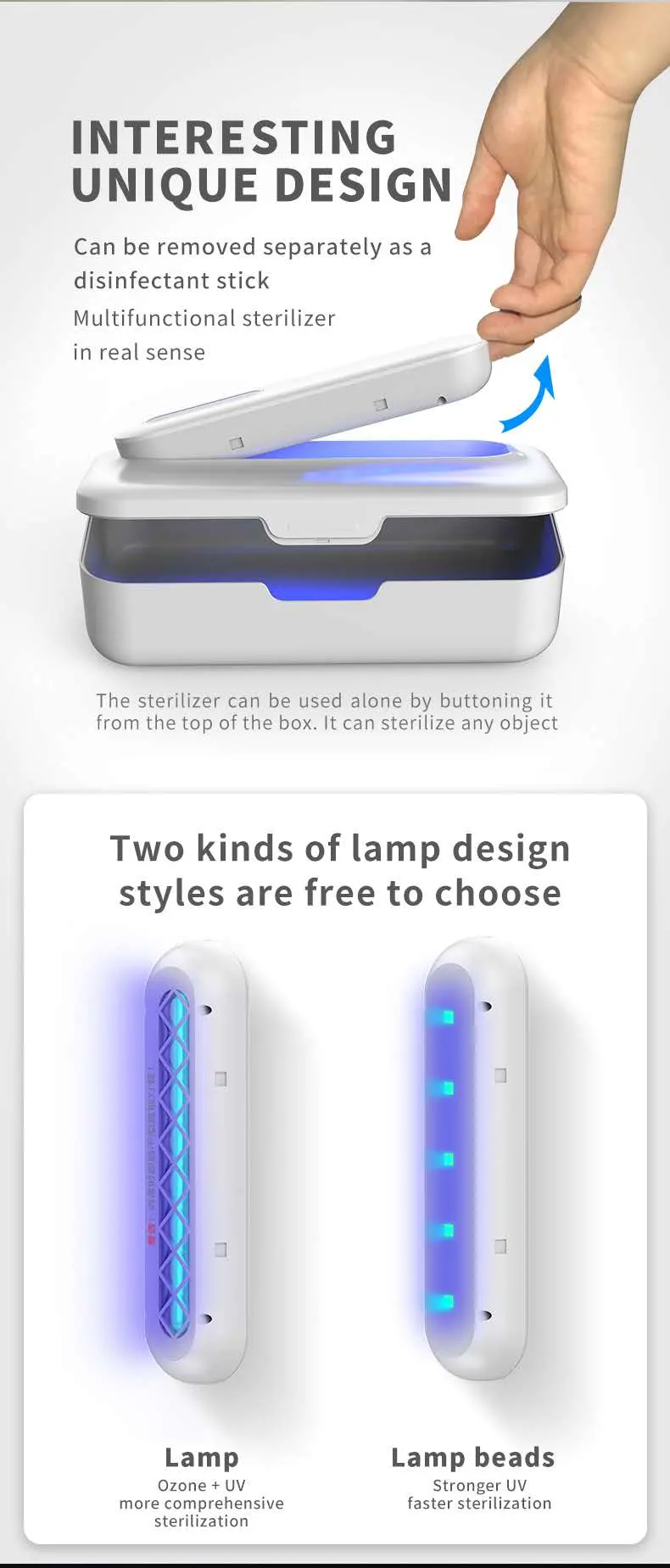 2 in 1 New Sterilization Box 99.9% Disinfection Lamp Cell Phone Sterilization Box Portable UVC LED Sterilizer Box