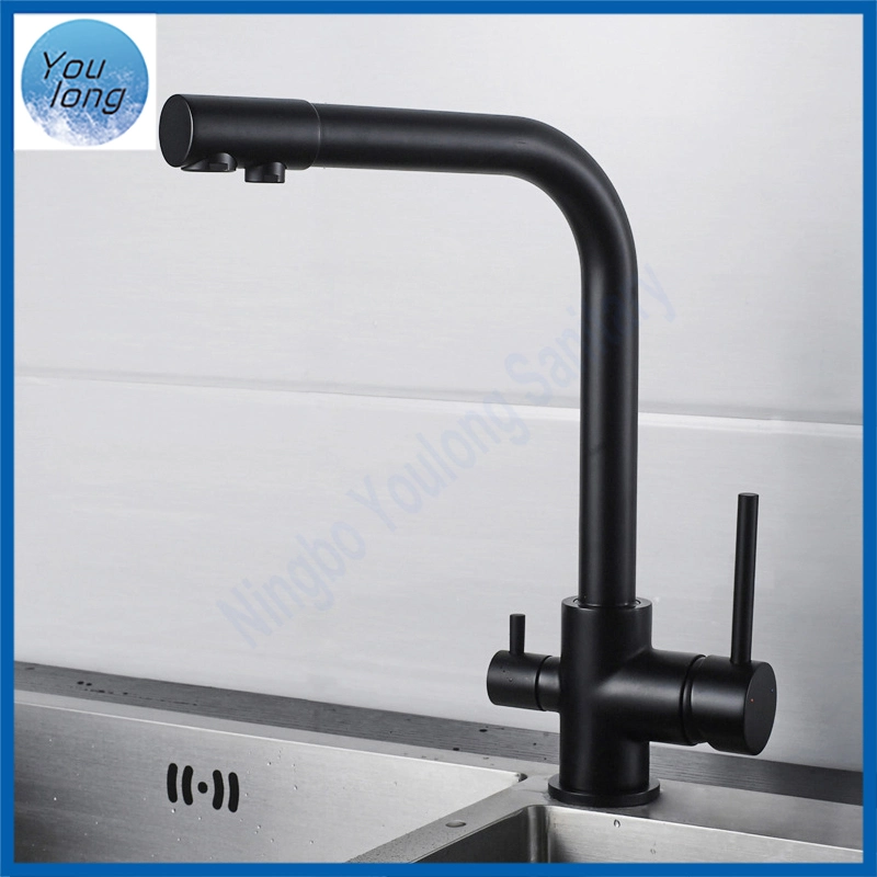 SS304 Hot and Cold Single Handle Kitchen Black Mixer Tap Cheap Faucet